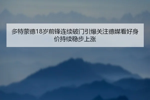 多特蒙德18岁前锋连续破门引爆关注德媒看好身价持续稳步上涨